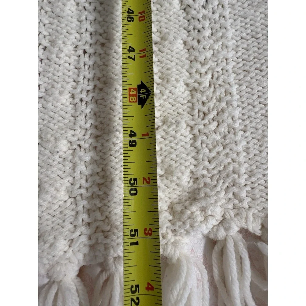 Cream Maybe Hand Crochet Bed Blanket Or Throw With Fringe 51